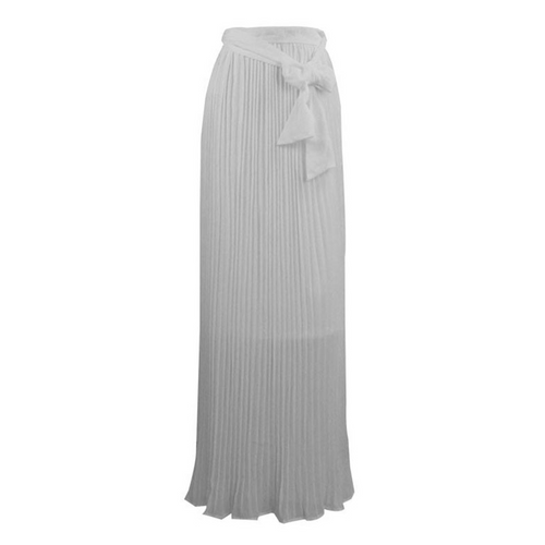 Pleated Slit Chiffon Skirt