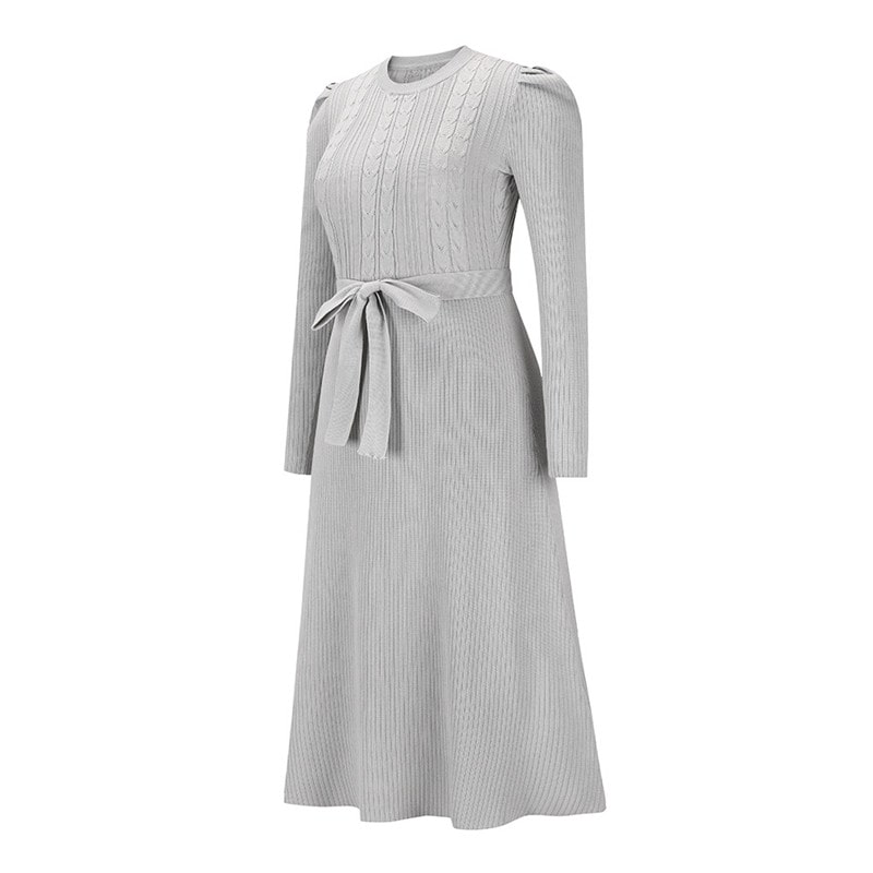 Elegant Puff Sleeve Knitted Dress